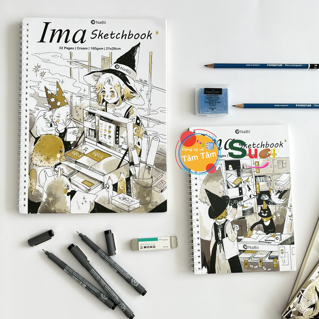 Sổ vẽ chì nabii ima sketchbook 160gsm 32 tờ - size a4 / a5