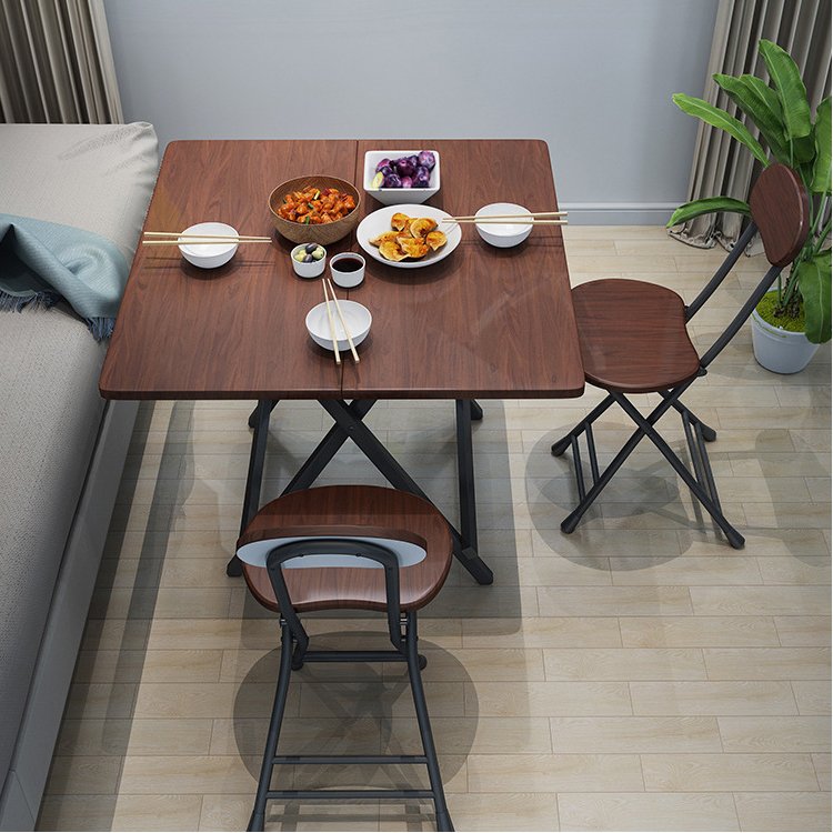 Bộ Bàn Ăn + 4/6 Ghế Gấp Gọn, Thông Minh, Mặt Gỗ MDF Chống Ẩm, Khung Thép Cường Lực Sơn Tĩnh Điện. KT 100x60cm