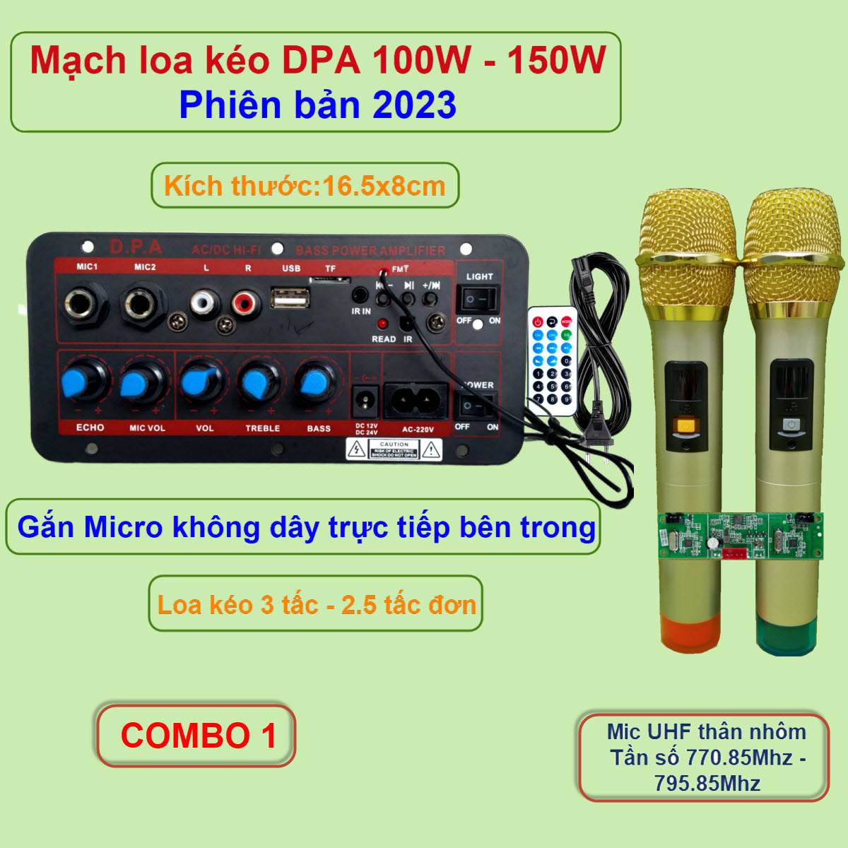 Mạch loa kéo DPA công suất 100W - 150W phiên bản 2023 Kèm Micro