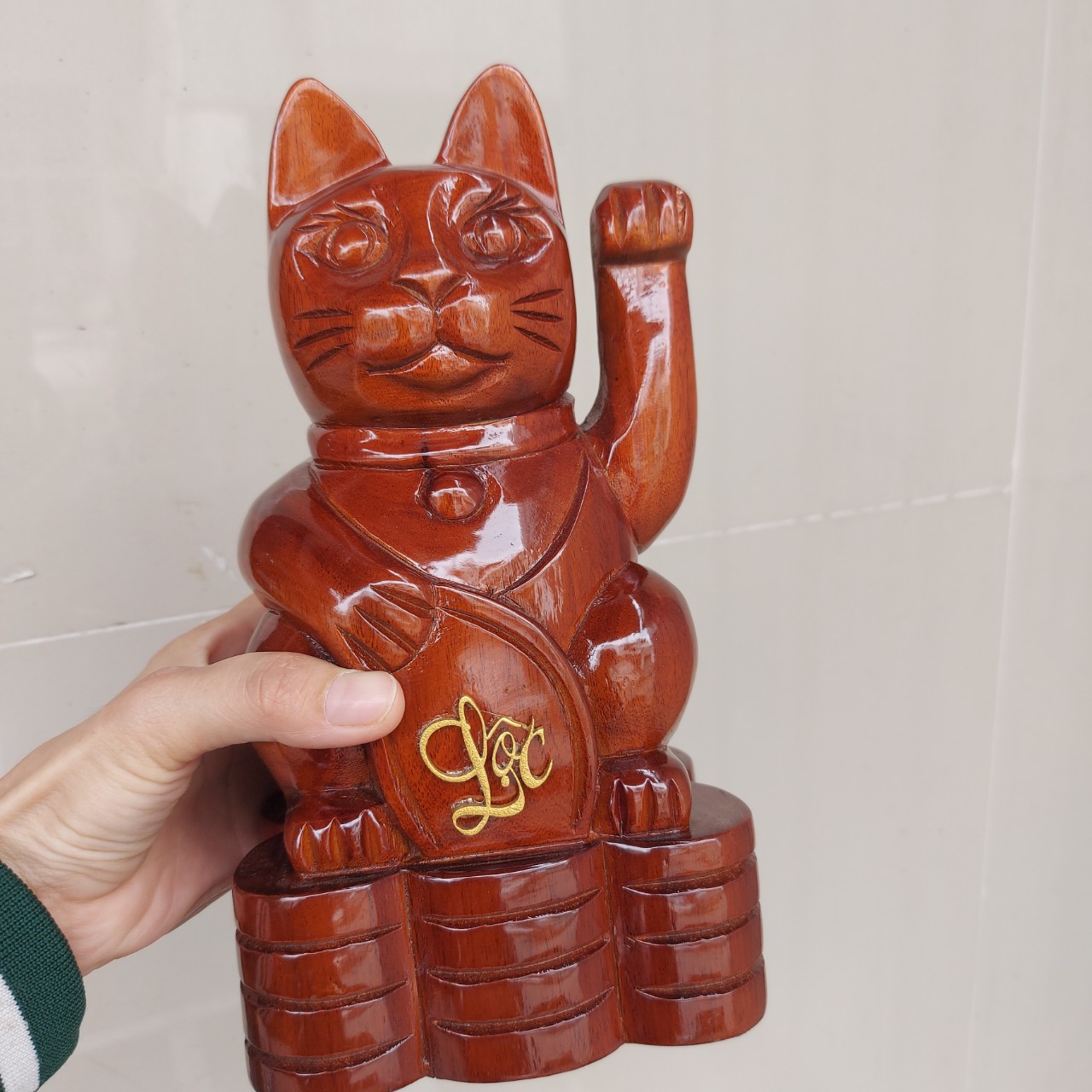 Tượng mèo thần tài bằng gỗ - tài lộc