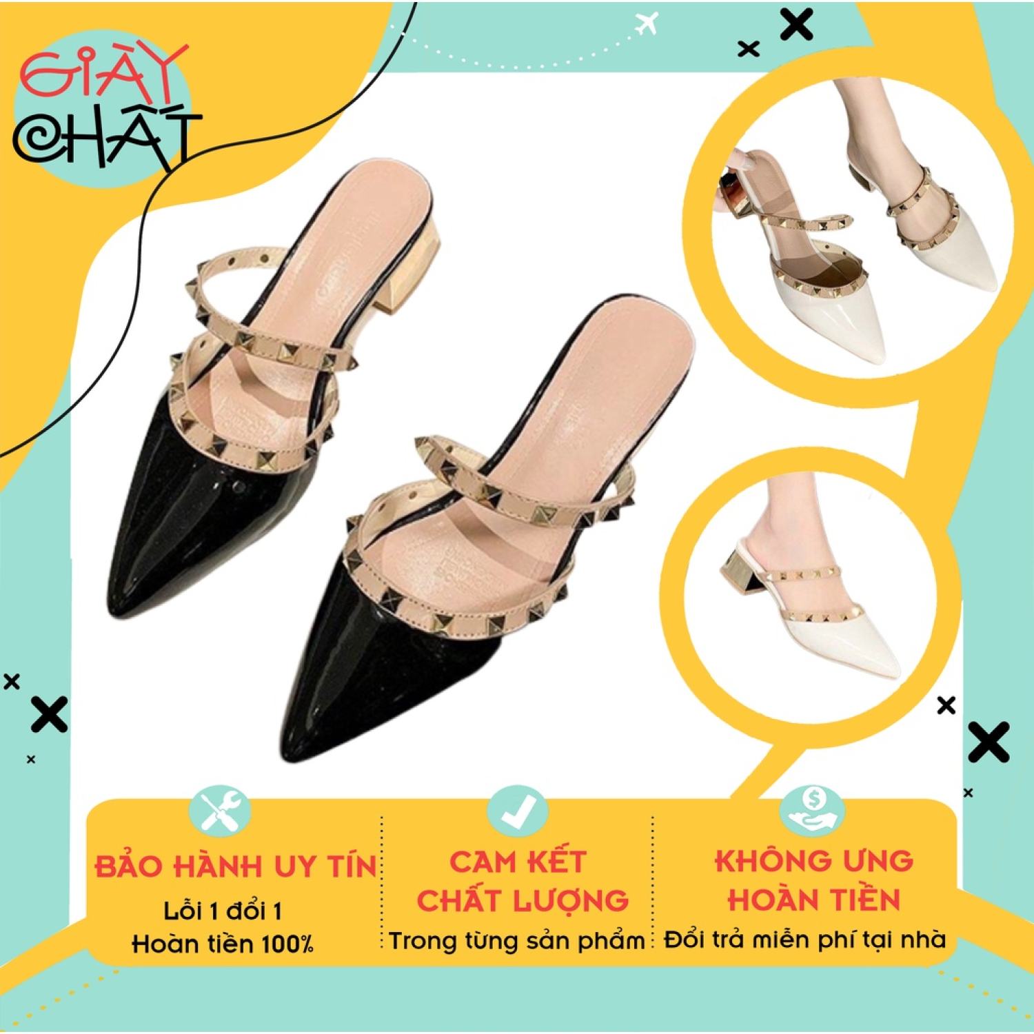 Dép sục nữ mũi nhọn chất da mềm có khoá