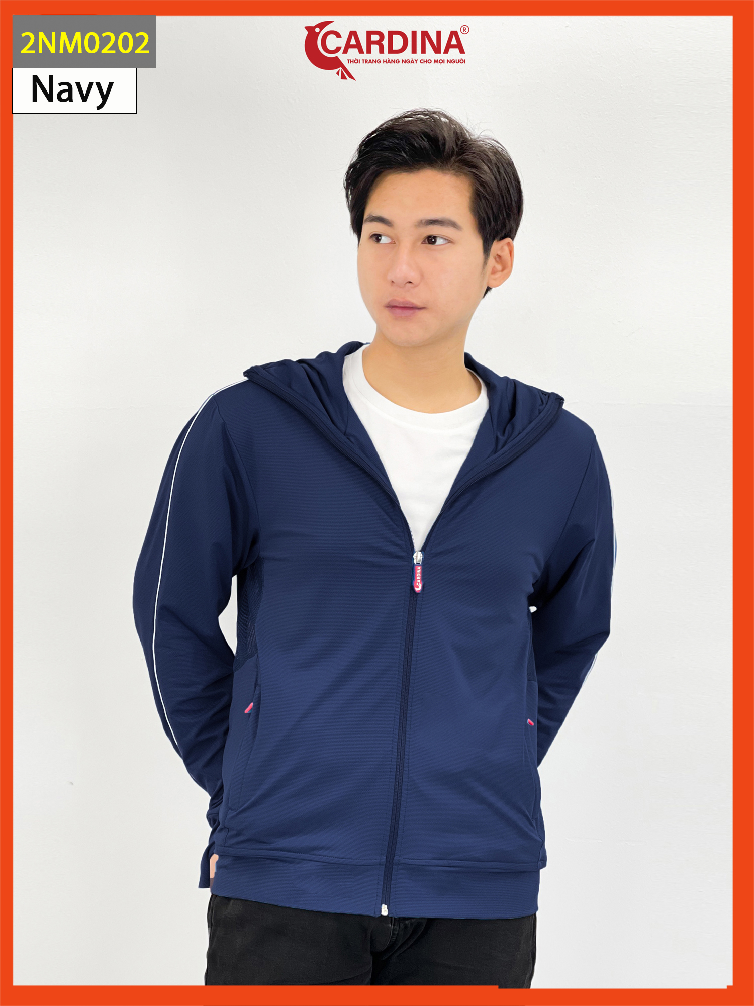 Áo Chống Nắng Nam 𝐂𝐀𝐑𝐃𝐈𝐍𝐀 2 Lớp Chất Thun Lạnh Cao Cấp Chống Tia UV Thiết Kế Viền Thể Thao Lưới Thoáng Khí 2NM02 4NHM01