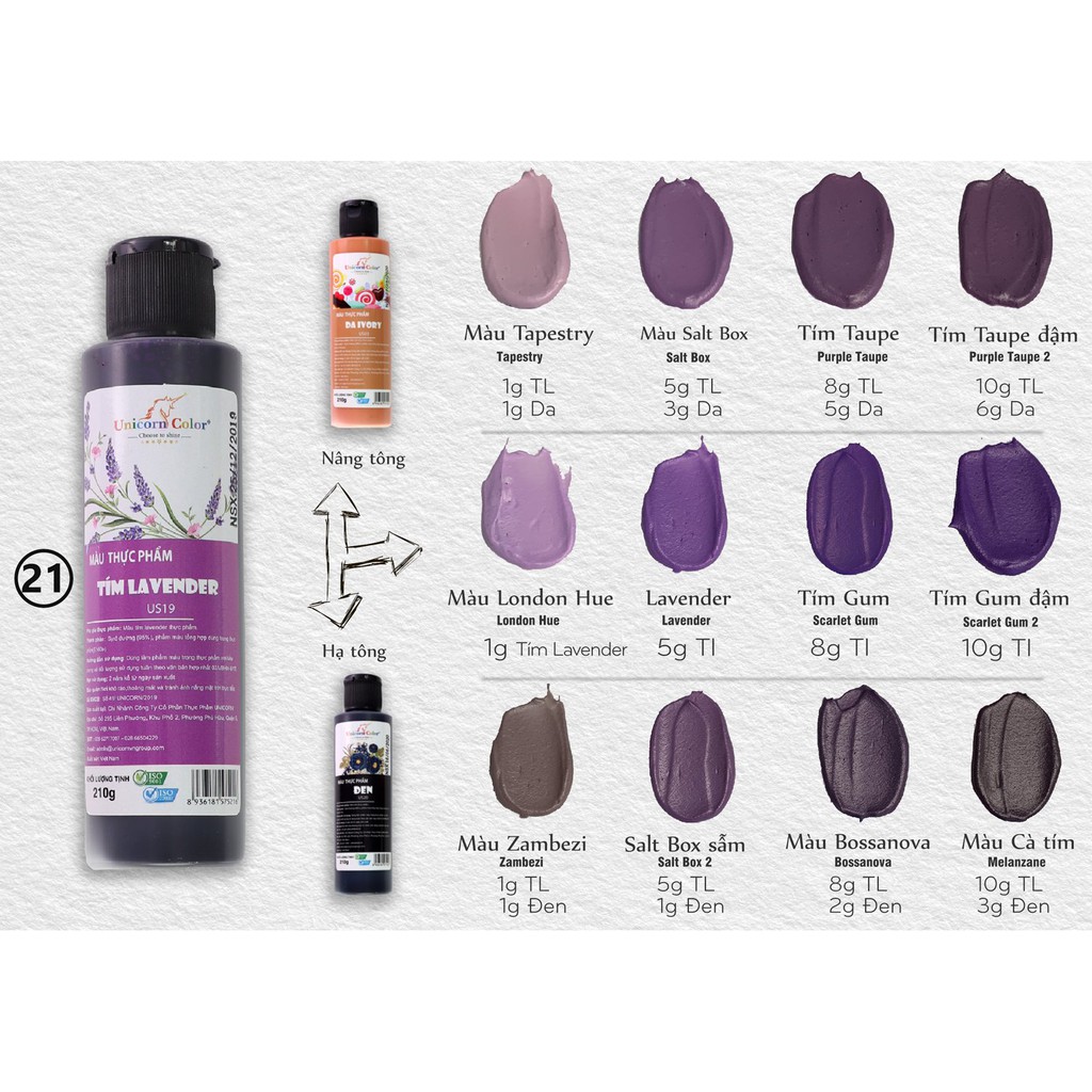 Màu thực phẩm 210g - Tím Lavender MS21 (Syrup color Lavender) - Unicorn color
