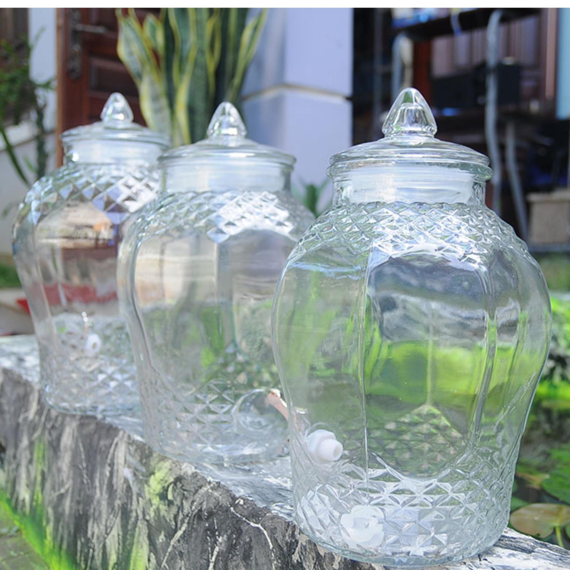 BÌNH NGÂM THỦY TINH CAO CẤP GIÁ RẺ  ( bình mẫu kim cương 10l KHÔNG VAN )