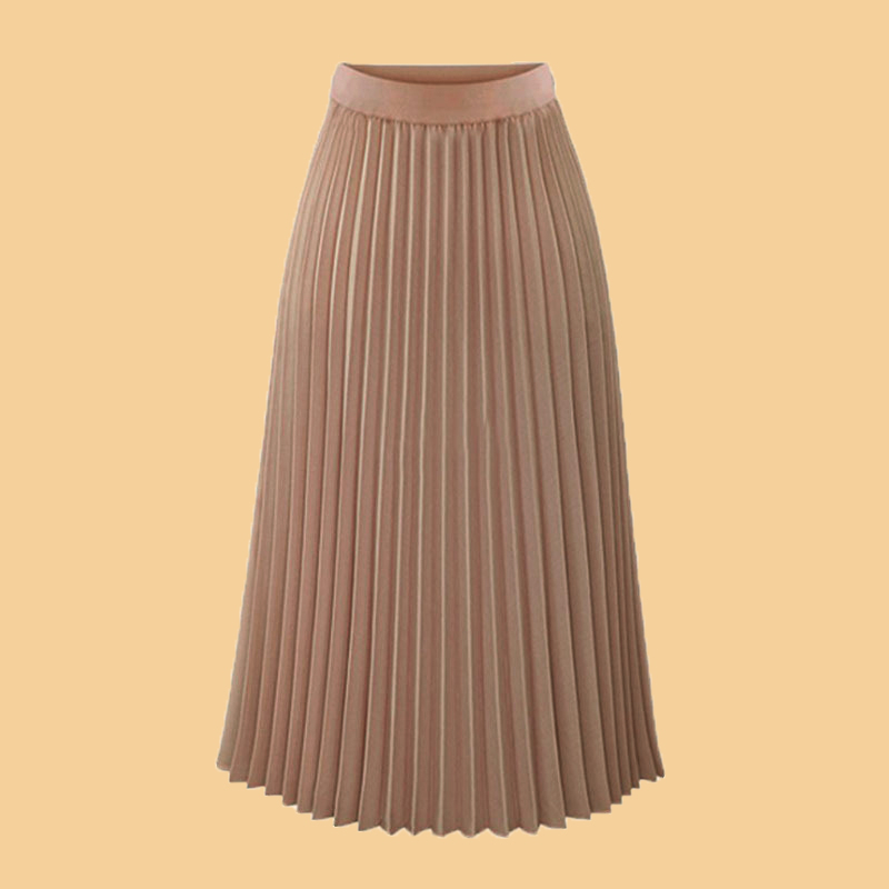 Chân váy undercool midi xếp ly đen công sở dài qua đầu gối