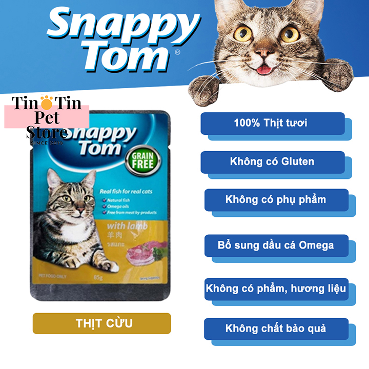 Combo 12 Gói Pate Snappy Tom Cho Mèo Gói 85 Gram