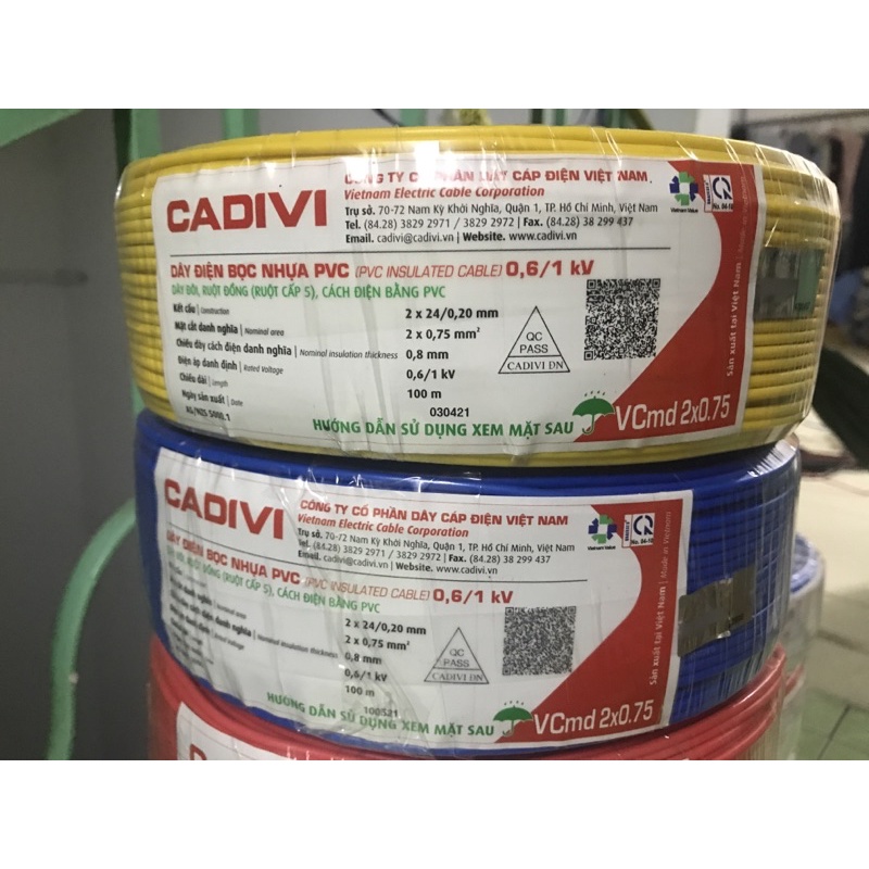 Dây điện cadivi đôi 2x0.75 (Cuộn 100 mét)