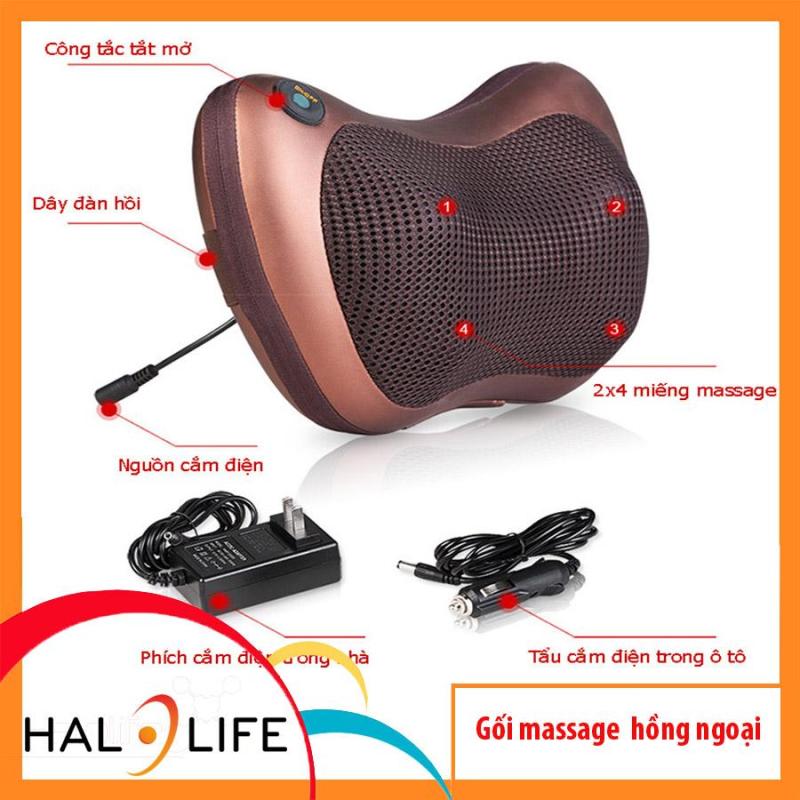 Gối massage hồng ngoại 8 bi 2019 (có bảo hành)