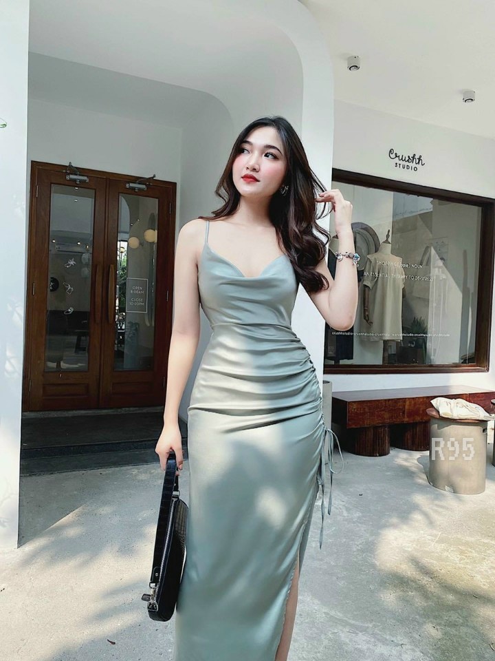 Đầm 2 dây cổ đỗ-ZU#damnu