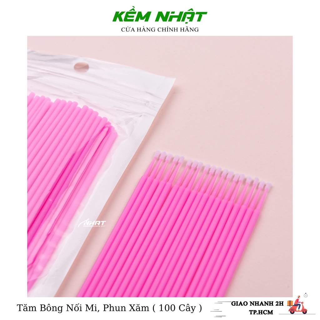 Tăm bông nối mi, phun xăm
