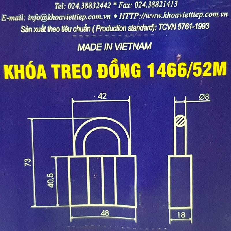 Khóa Treo Đồng Việt Tiệp 1466/52M