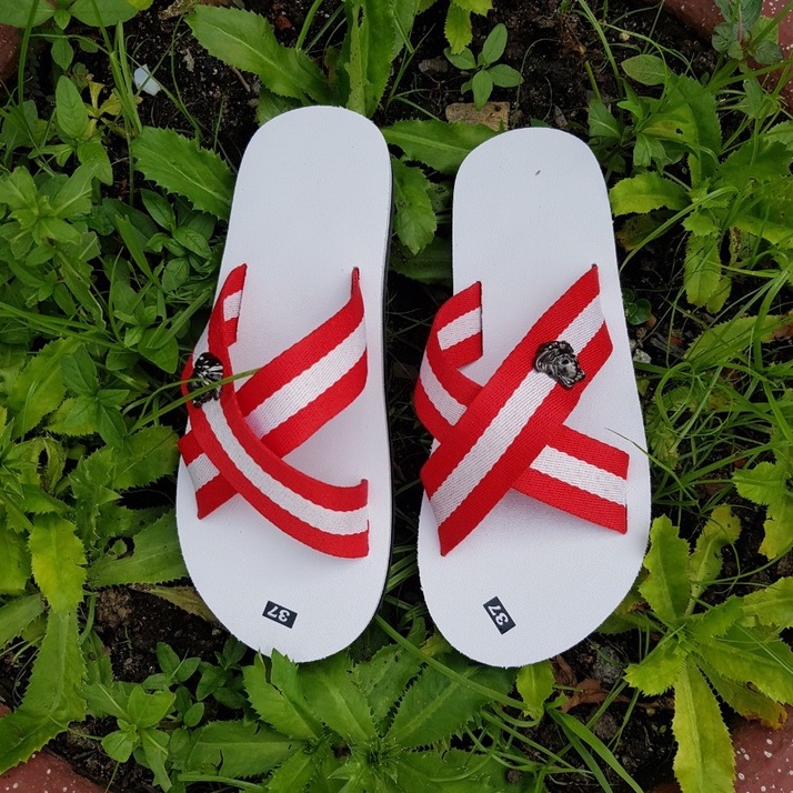 [FREESHIP + HOÀN TIỀN 50K] dép quai chéo dù nam nữ ( đế trắng quai dù trắng đỏ ) size từ 34 đến 43