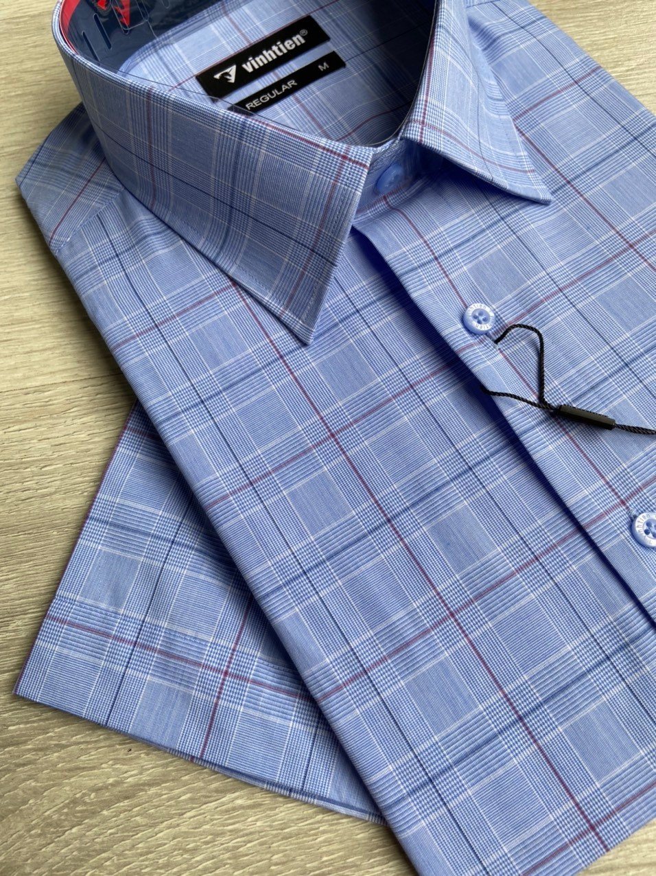 Áo Sơ Mi Cộc Tay Cotton Pha Dáng Regular- Fom Suông Vạt Ngang Vĩnh Tiến 350- Nhiều Màu