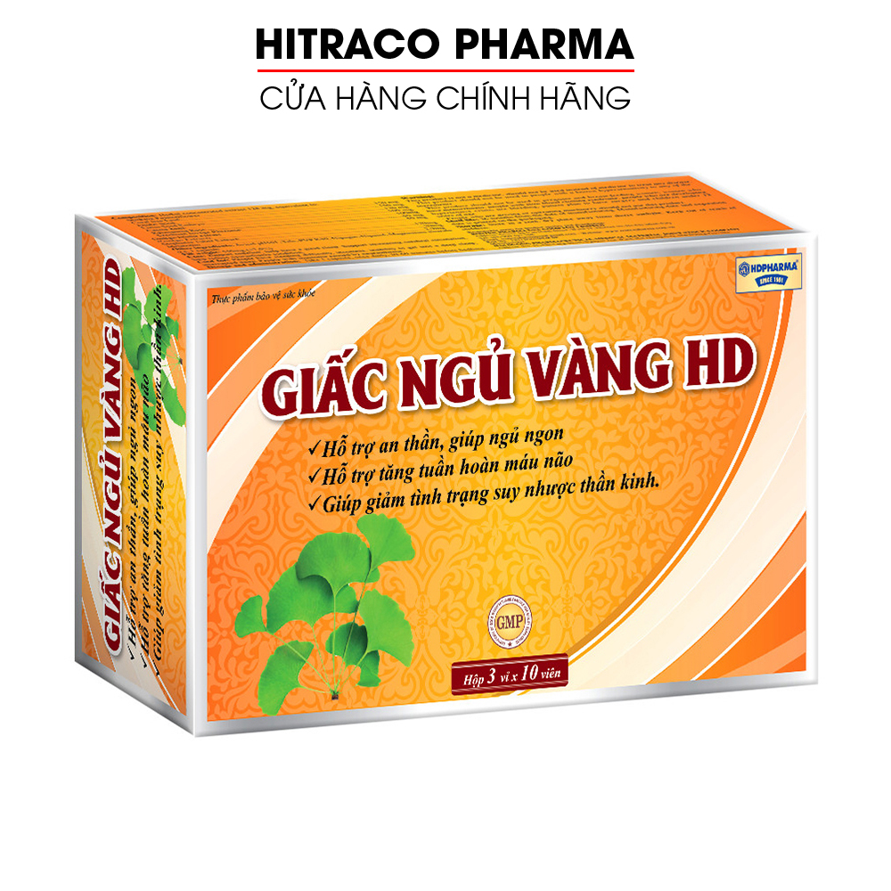 HCM Viên uống ngủ ngon Giấc Ngủ Vàng dưỡng tâm an thần giảm stress mất ngủ - Hộp 30 viên thành phần thảo dược thiên nhiên