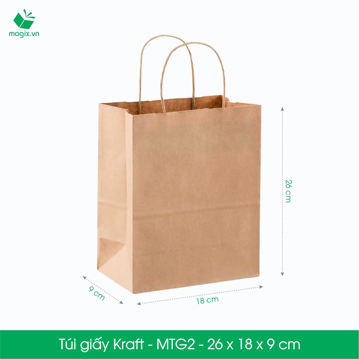 Mtg2 mtg2t - 26x18x9cm - combo 50 túi giấy kraft nhật cao cấp