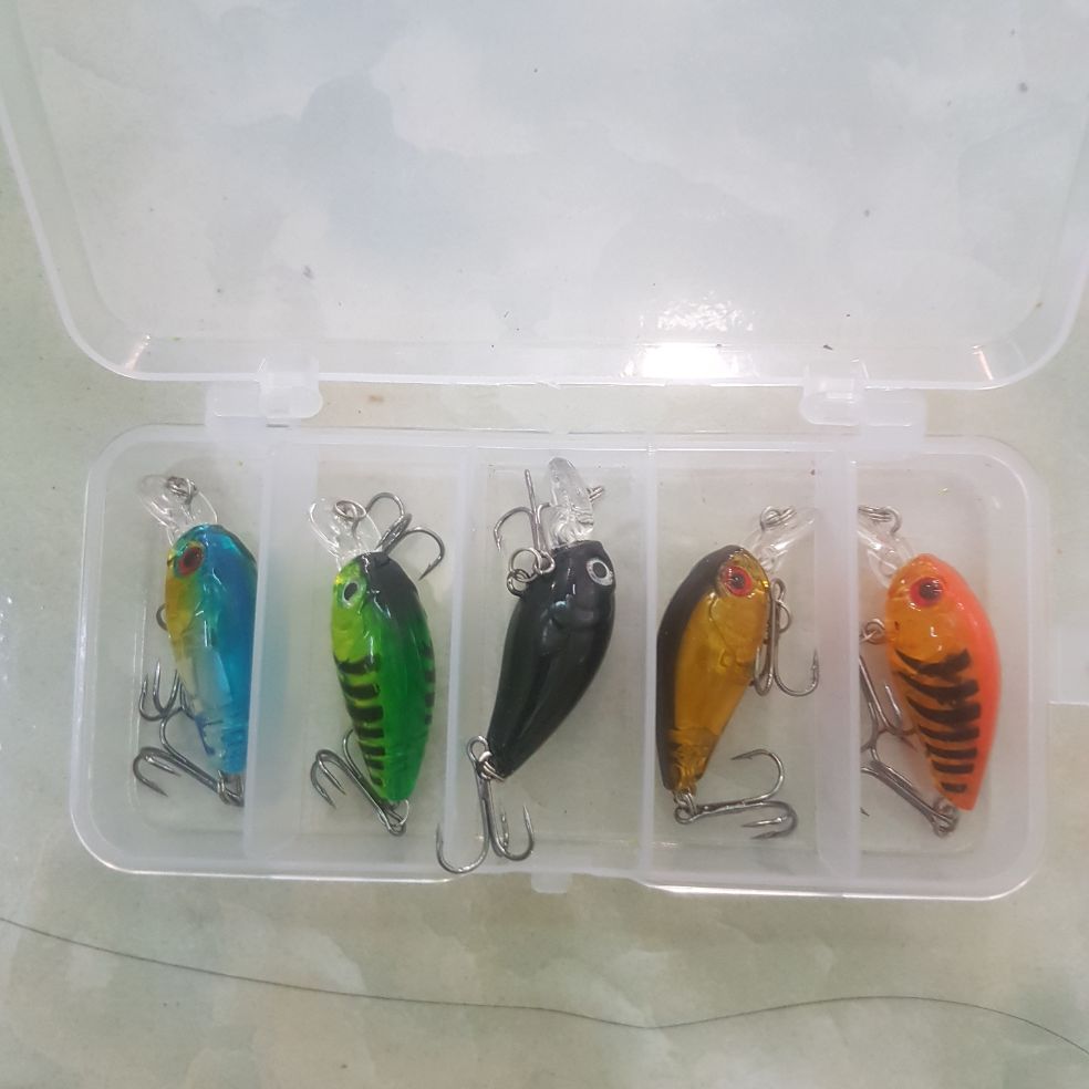 Hộp 5 mồi lure cá giả chuyên câu cá lóc, chẽm, măng ,vược