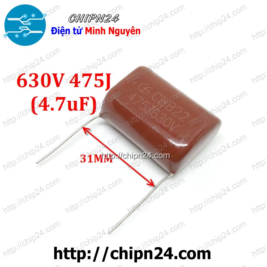 [2 con] (G55) Tụ CBB 630V 475J (4.7uF) 31mm