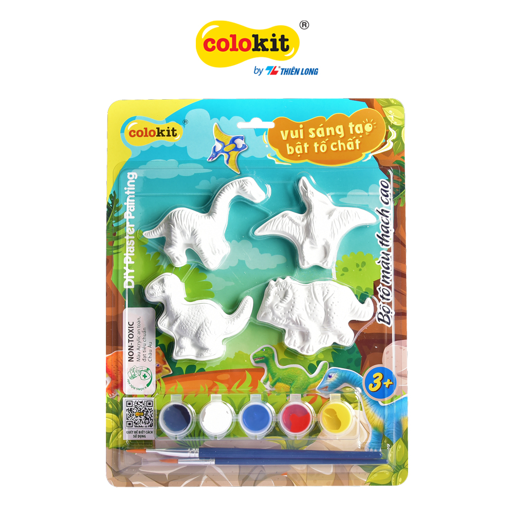 Diy - bộ đồ chơi tô tượng thế giới khủng long thiên long colokit kit-c028