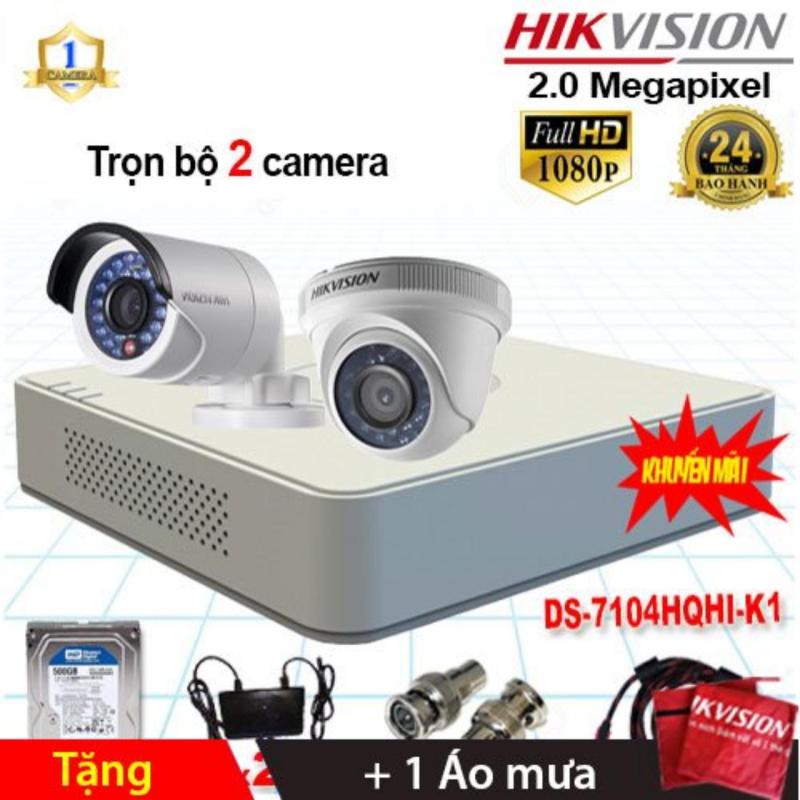 Trọn bộ 2 Camera Hikvision DS-2CE56D0T-IRP + DS-2CE16D0T-IR (2.0MP) + DS-7104HQHI-K1