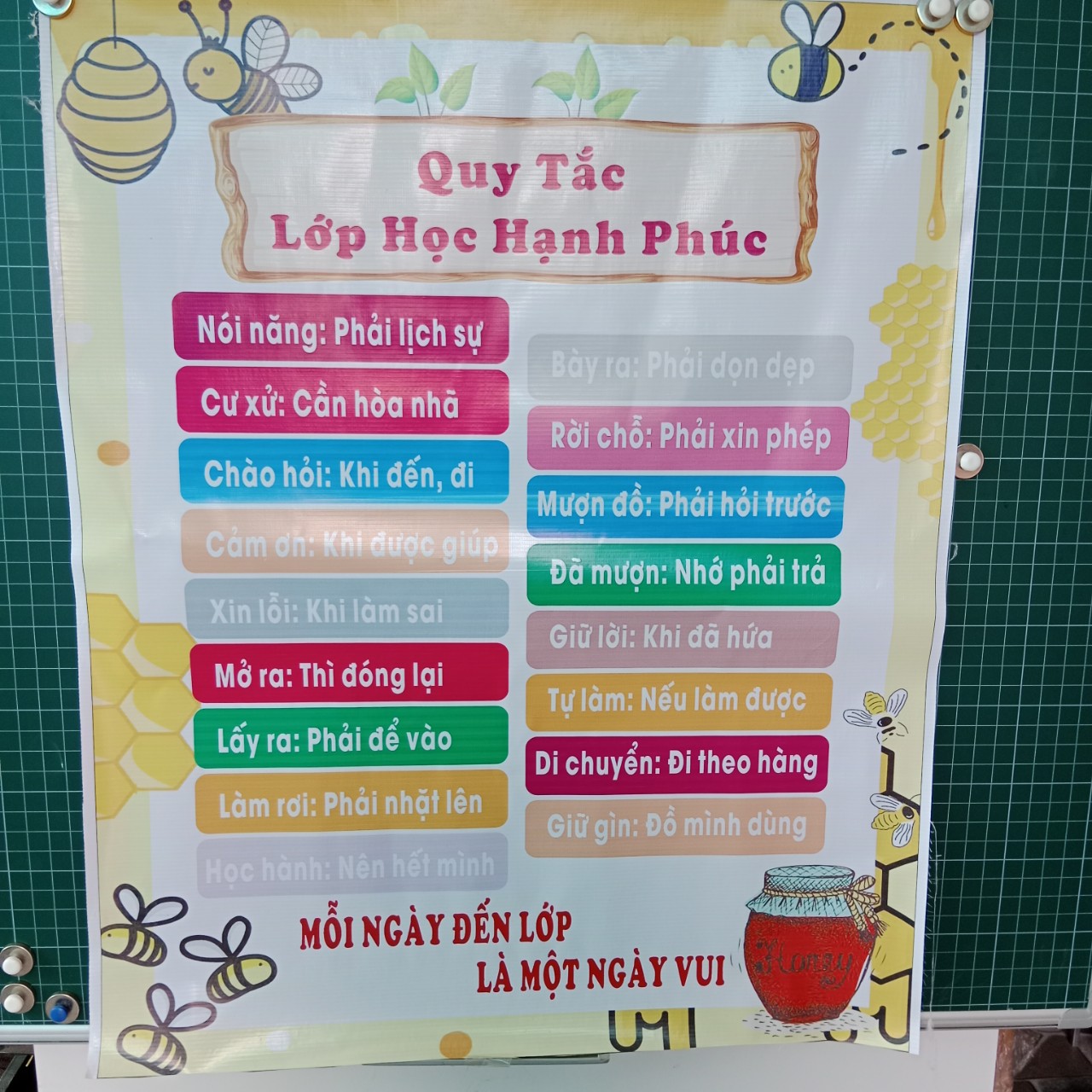 Quy tắc lớp học hạnh phúc (sáng), Chất liệu bạt -  1mx80cm