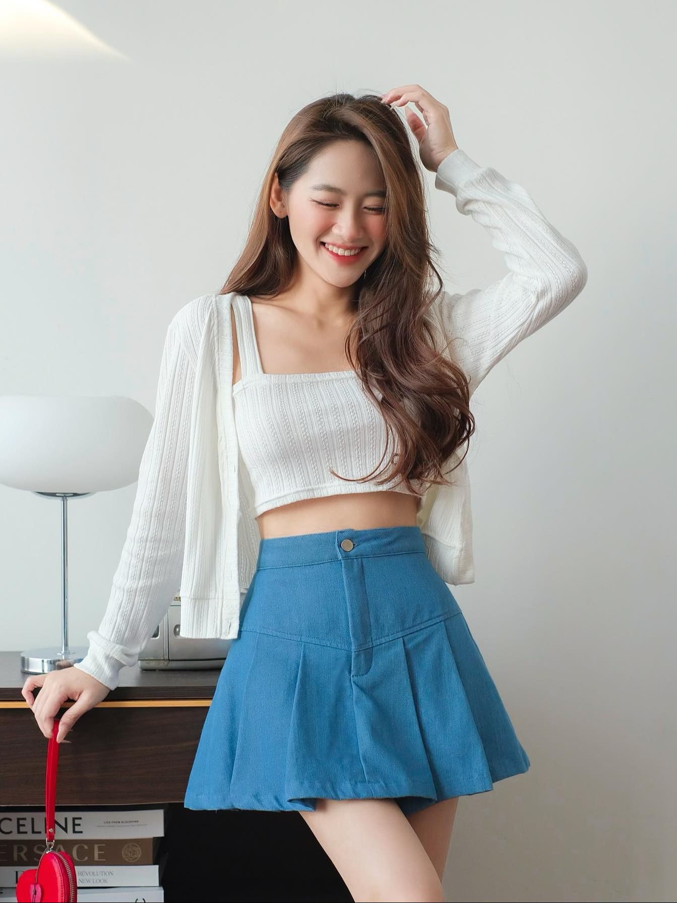 Chân váy COTTA - Chân váy denim xếp ly