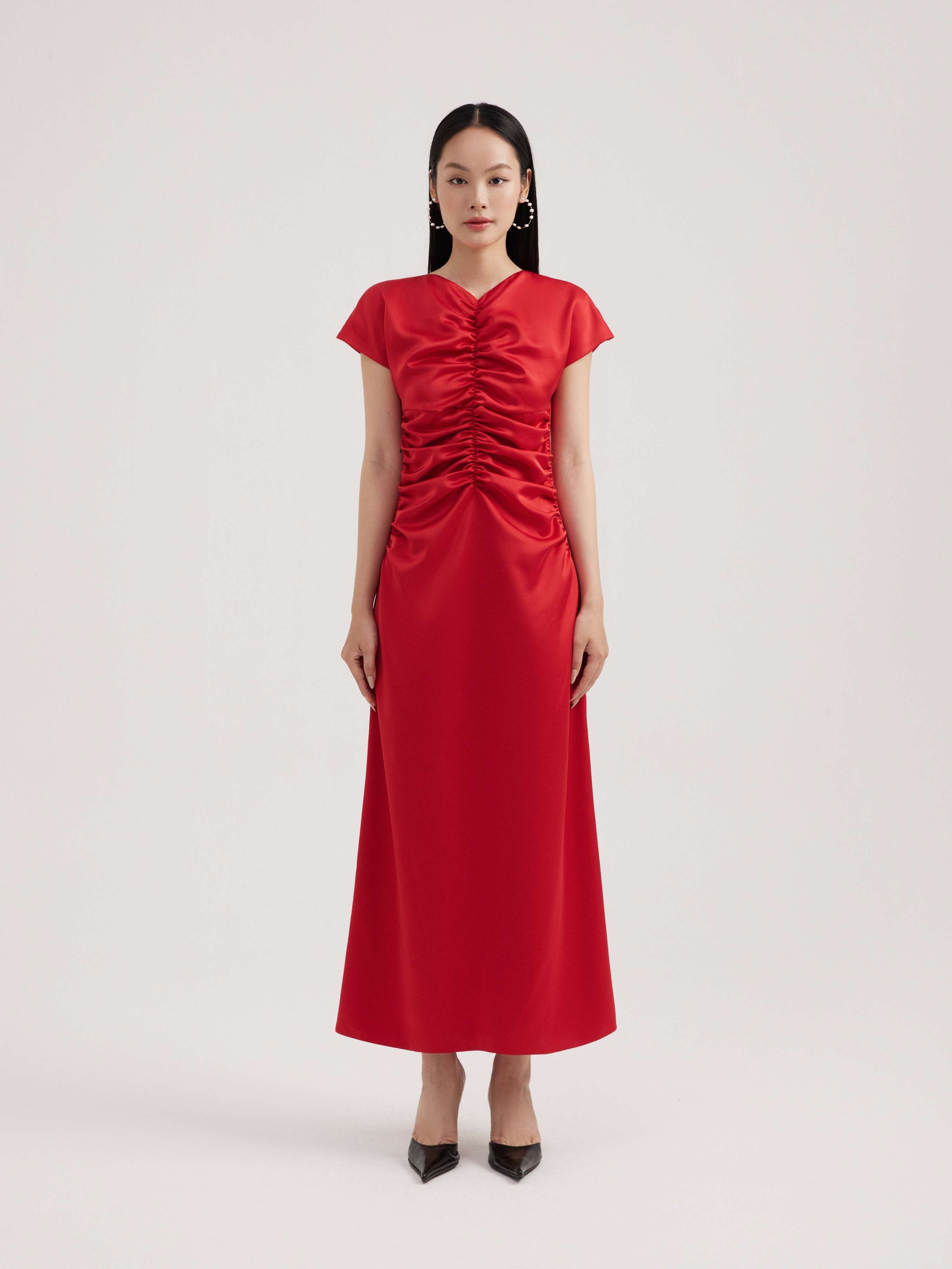 Đầm lụa midi Mauve Jane dress