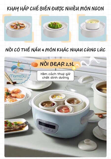 Nồi nấu chậm Bear 2.5L