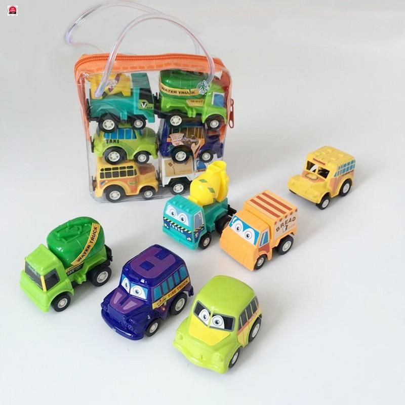 Sét túi 6 ô tô đồ chơi chạy cót mini cho bé yêu