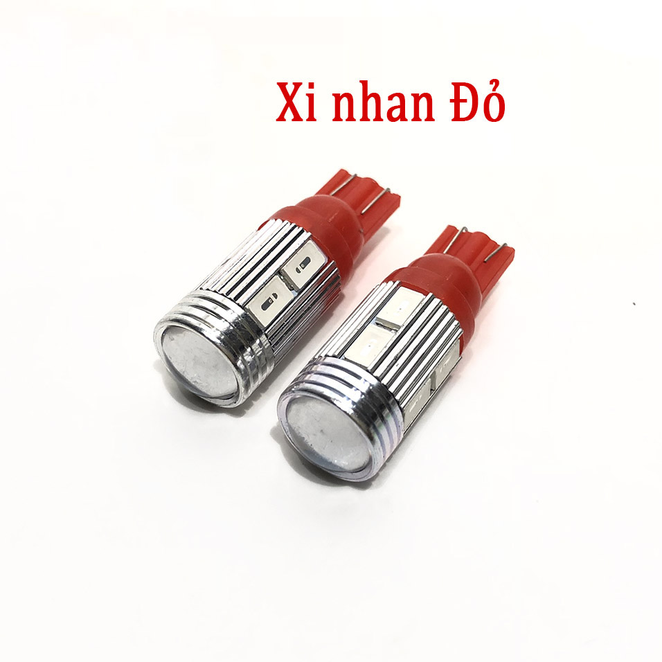 [HCM]Xi Nhan Led 6 Tim Gương Lồi Chân T10 Gắn Xe Máy 12V [ 1 Đôi  ]