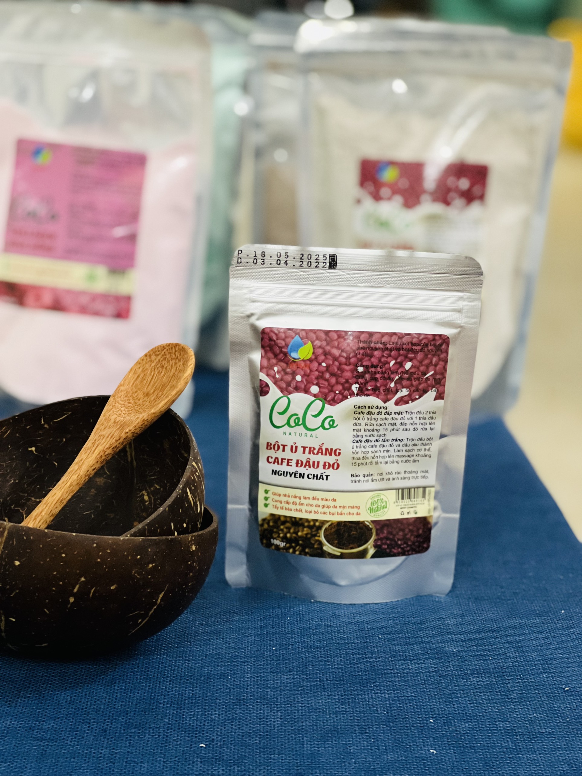 Ủ trắng cafe đậu đỏ 100gr dùng cho face body
