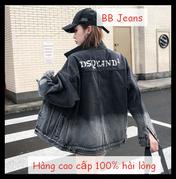 [HCM]Áo khoác jean nữ Hàn Quốc wash mạnh độc đáo in báo đẹp - hàng shop bao đẹp đổi trả size M-L-XL