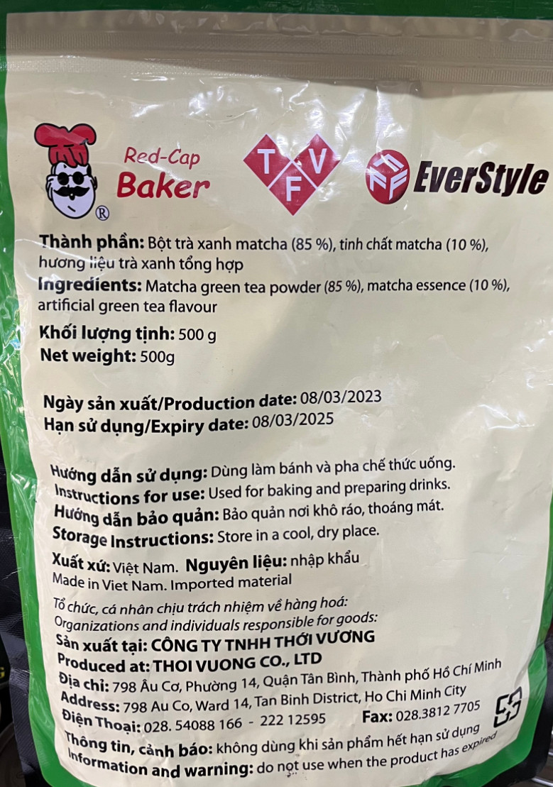 Bột trà xanh Matcha Đài Loan Everstyle 500g