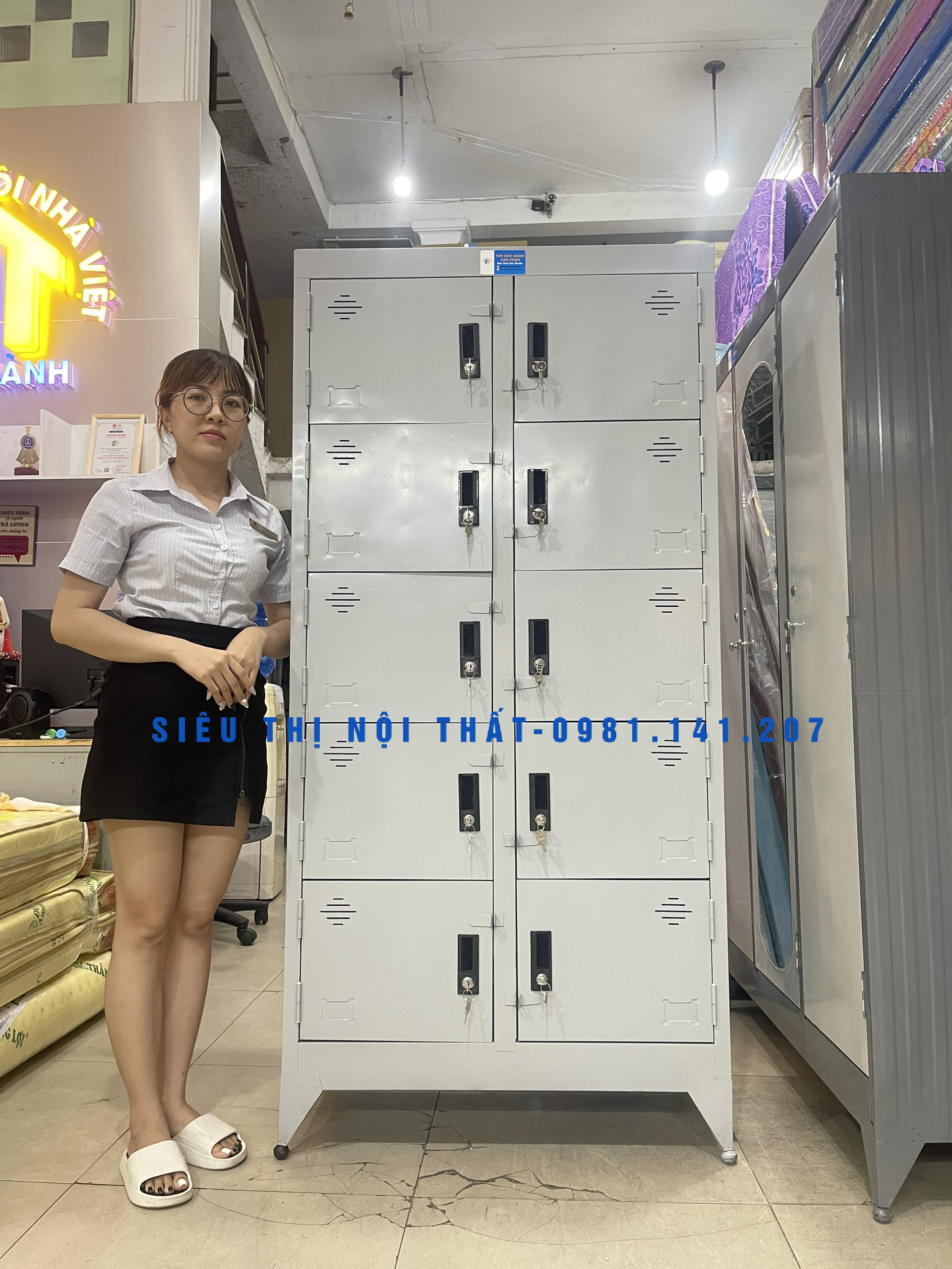 Tủ sắt đựng hồ sơ văn phòng 10 cửa cao 1m8 giá tốt , siêu tiện lợi - Siêu Thị Nội Thất