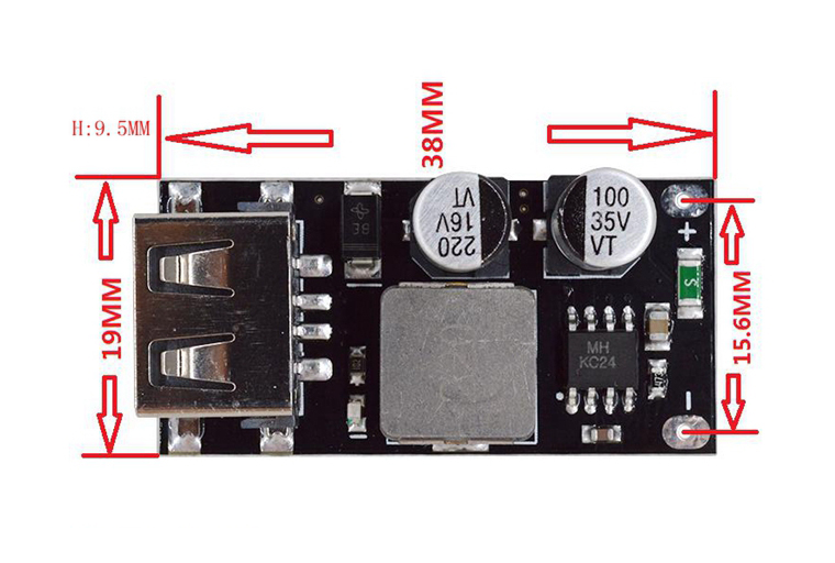 Mạch Sạc Nhanh Hỗ Trợ QC2.0 - QC3.0 (Mạch BUCK 10-32VDC ra 1 cổng USB 5V-2.1A)