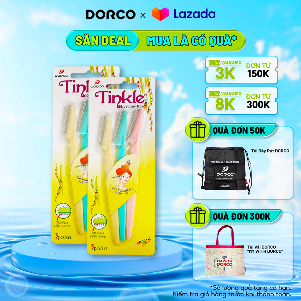 Vỉ 3 Dao Cạo Chân Mày Dorco Tinkle Eyebrow (1vỉ/3 dao cạo)
