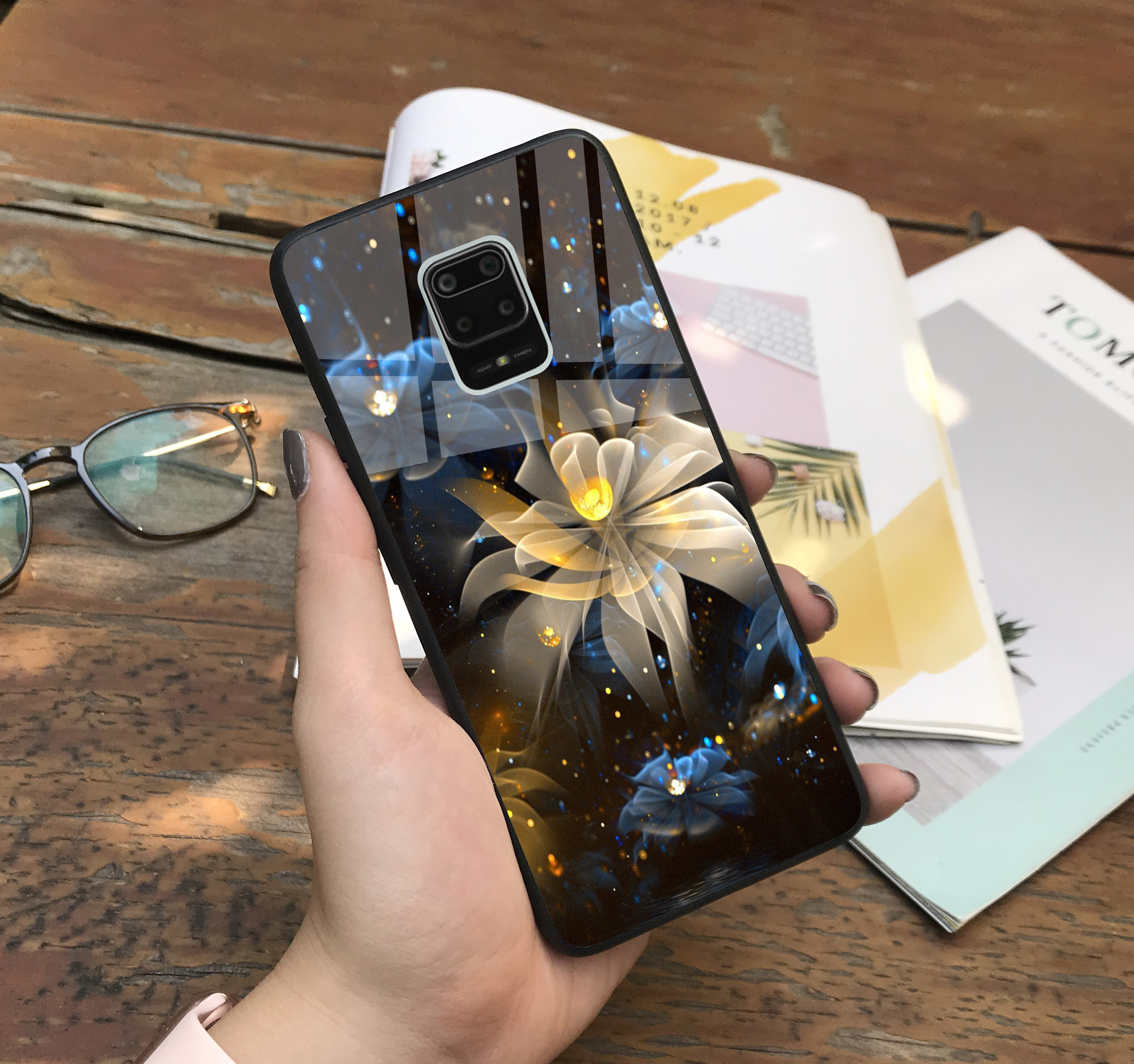 Ốp Vivo S1 Pro lưng kính cường lực hoa lá ( VIDEO QUAY THẬT ) kimicase