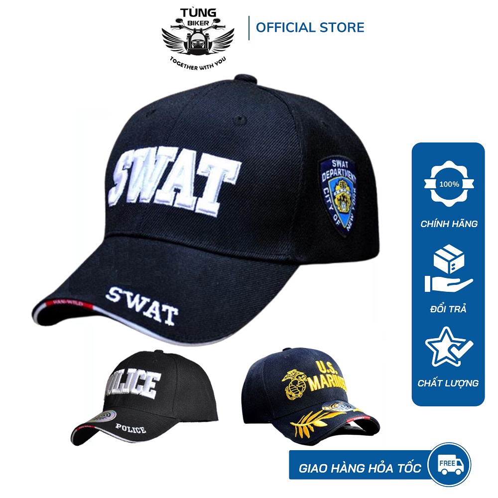 Mũ Lưỡi Trai SWAT - POLICE (Mũ Lính - Phượt)