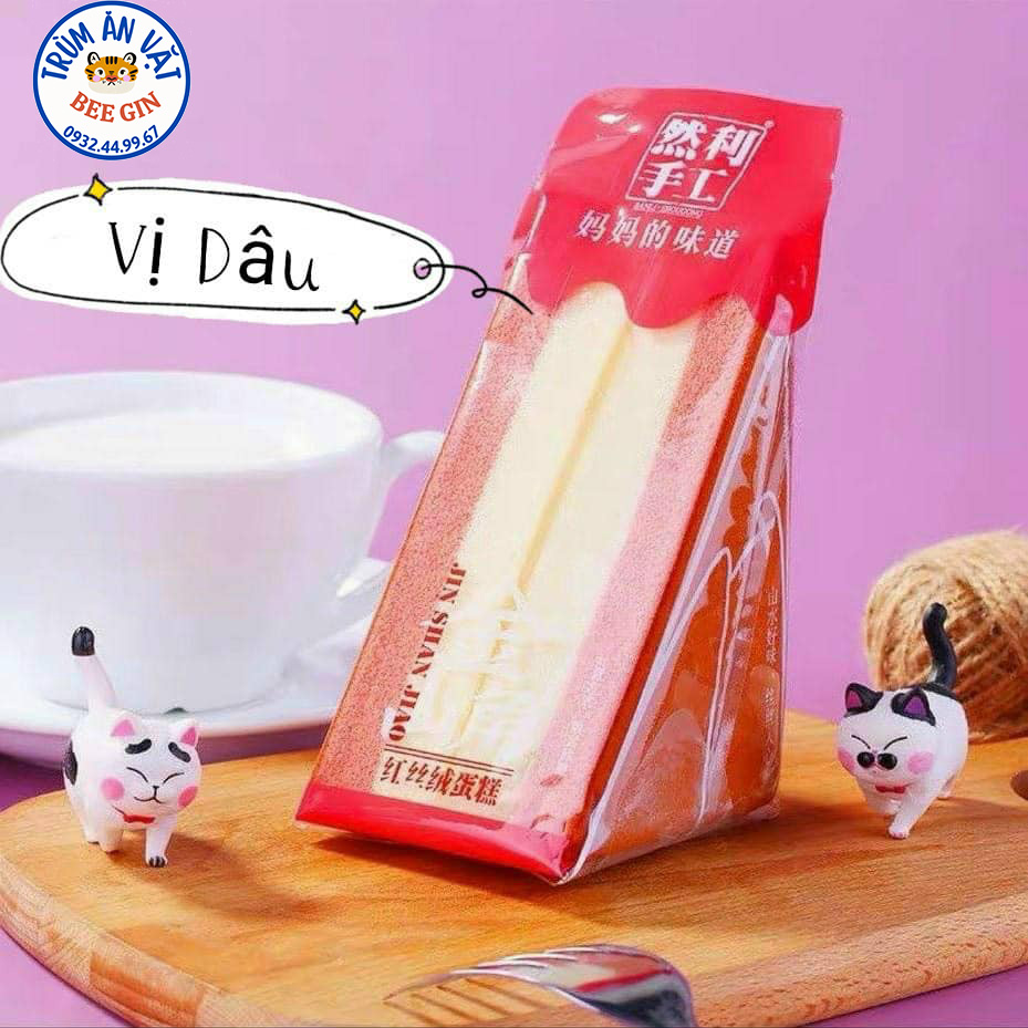 Thùng 2kg bánh bông lan tam giác đài loan vị dâu, trà xanh, socola - b37t