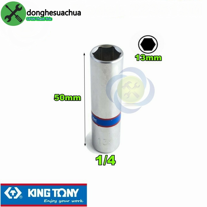 Tuýp 13mm loại 1/4 có 6 cạnh kingtony 223513m dài 50mm