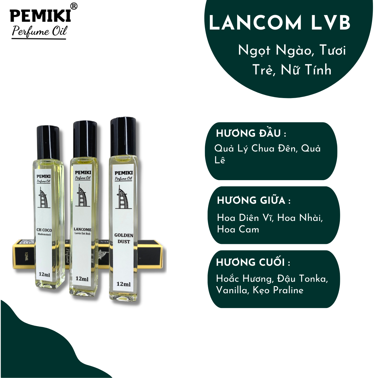Nước hoa tinh dầu dubai pemiki nước hoa nam nữ dạng lăn 12ml thơm lâu 24h - pemiki perfume