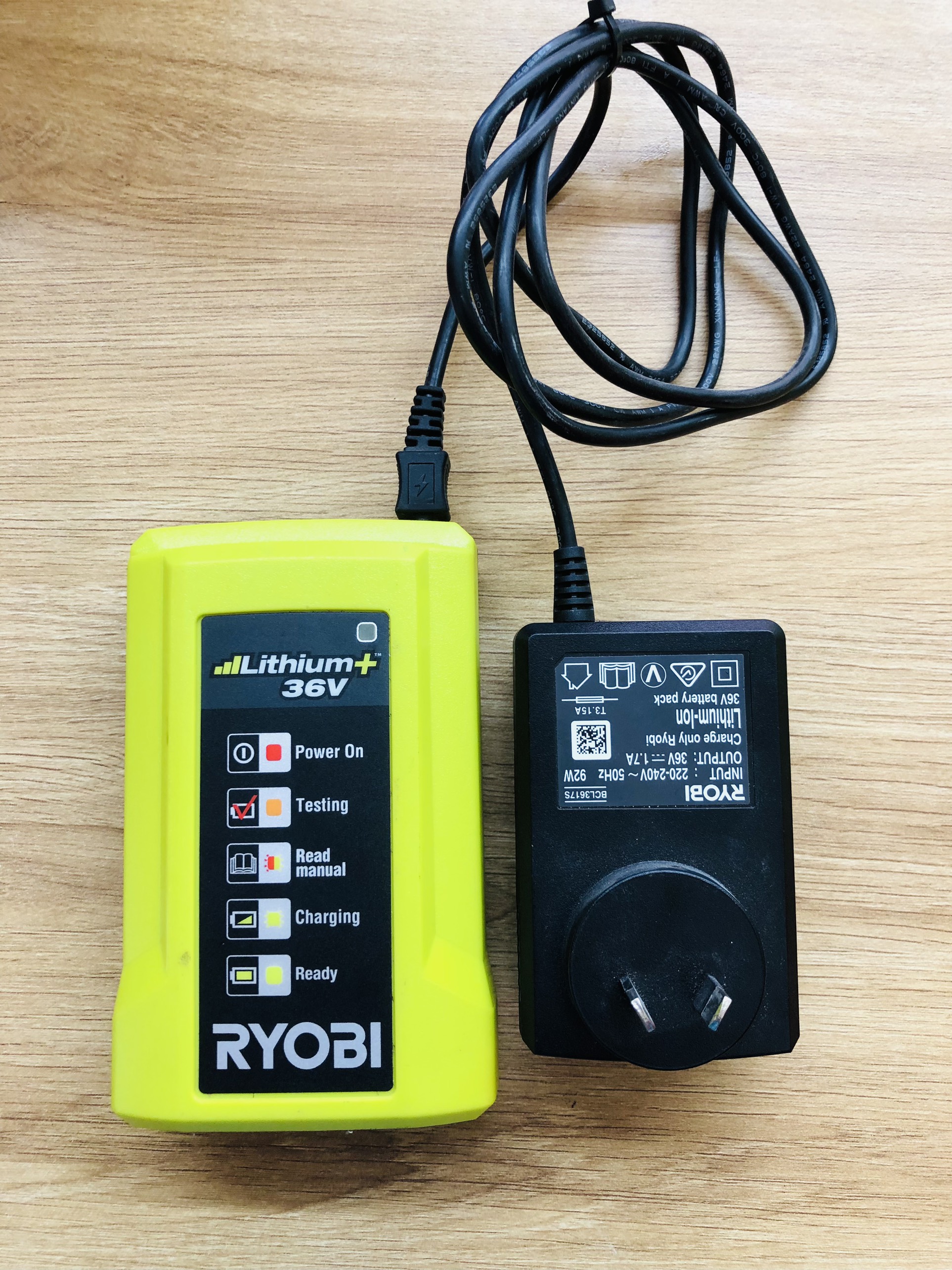BỘ SẠC PIN RYOBI 36V BCL3617S - 95% ( SẠC CHẬM ) - BH 3 THÁNG
