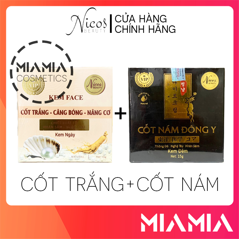 Combo Kem Face Cốt Trắng Nicos Thanh Nhi + Kem Face Cốt Nám Nicos Beauty Chính Hãng