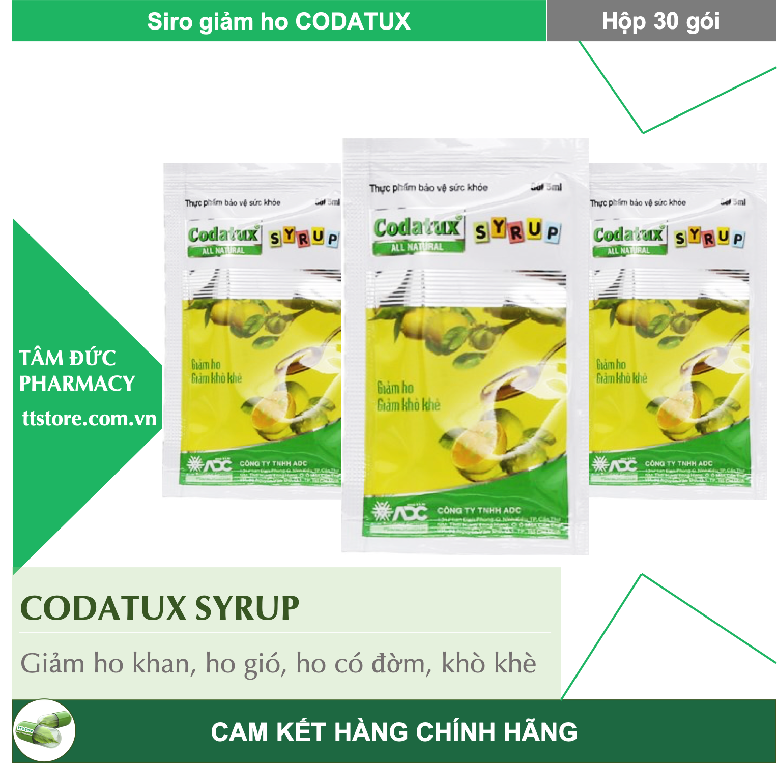 [HCM]CODATUX SYRUP [Hộp 30 gói] - Siro codatux hỗ trợ giảm ho long đờm cho bé