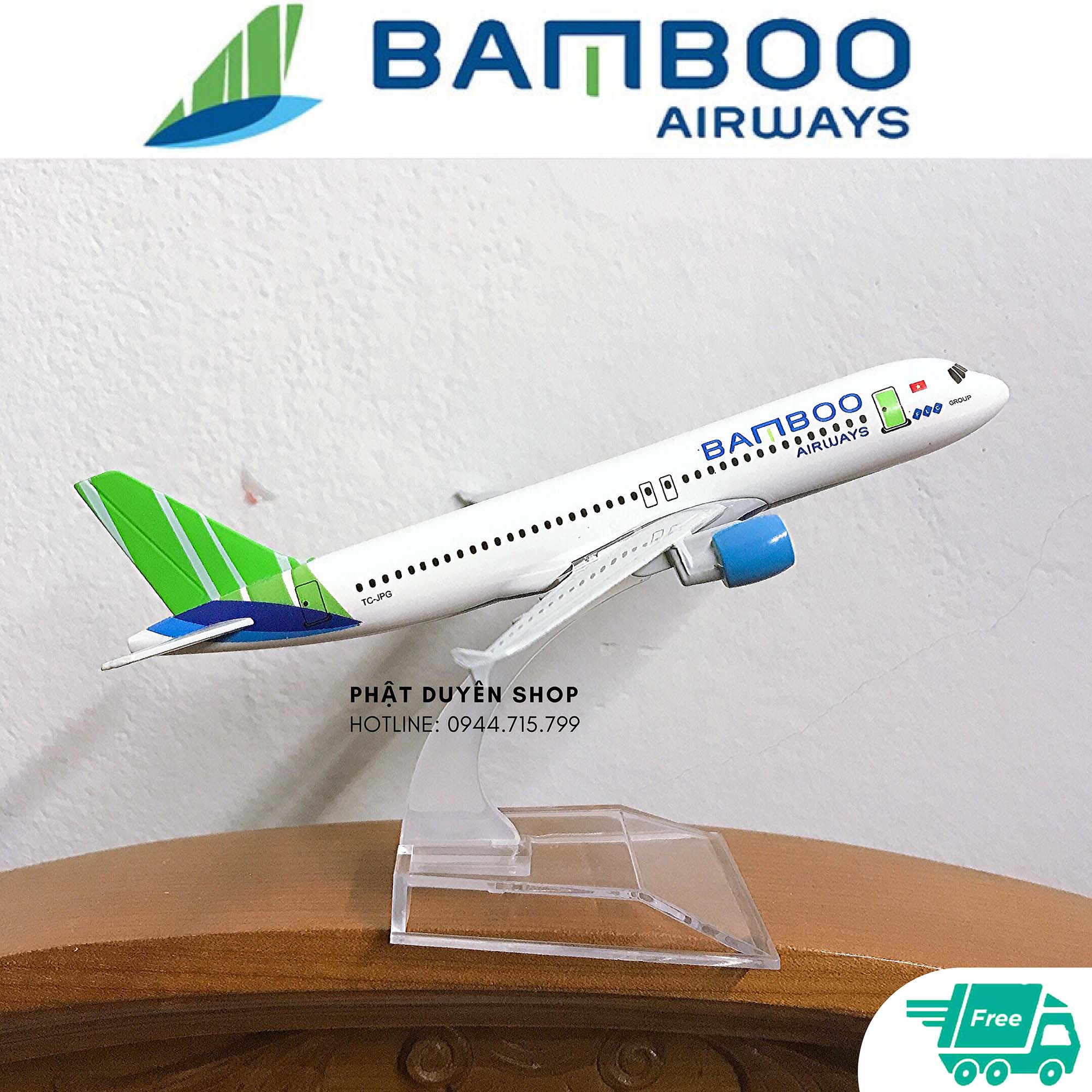 MÔ HÌNH MÁY BAY BAMBOO AIRWAY 16CM, 20CM