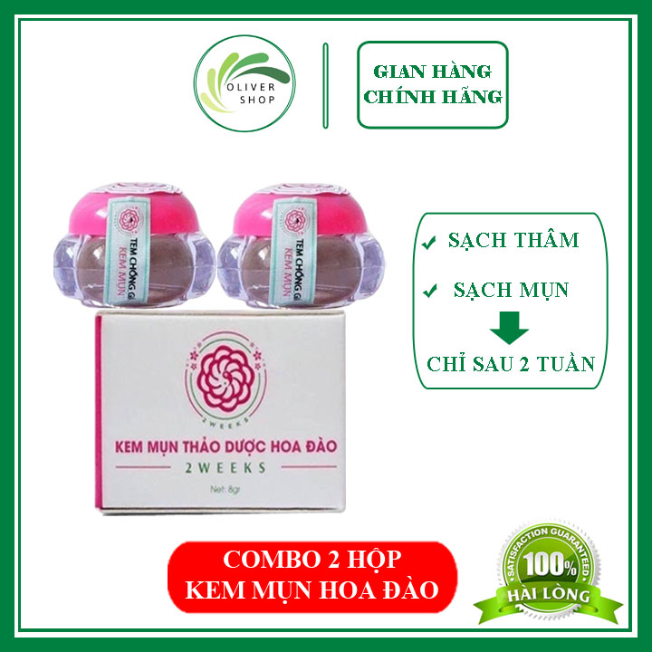⚡combo 2 hộp⚡ kem mụn hoa đào chiết xuất từ thảo dược - làm sạch mụn, hết thâm - hàng chính hãng