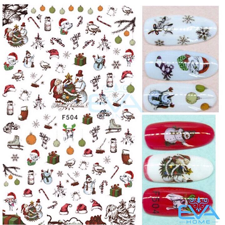 [HCM]Miếng Dán Móng Tay 3D Nail Sticker Tráng Trí Noel Giáng Sinh F504