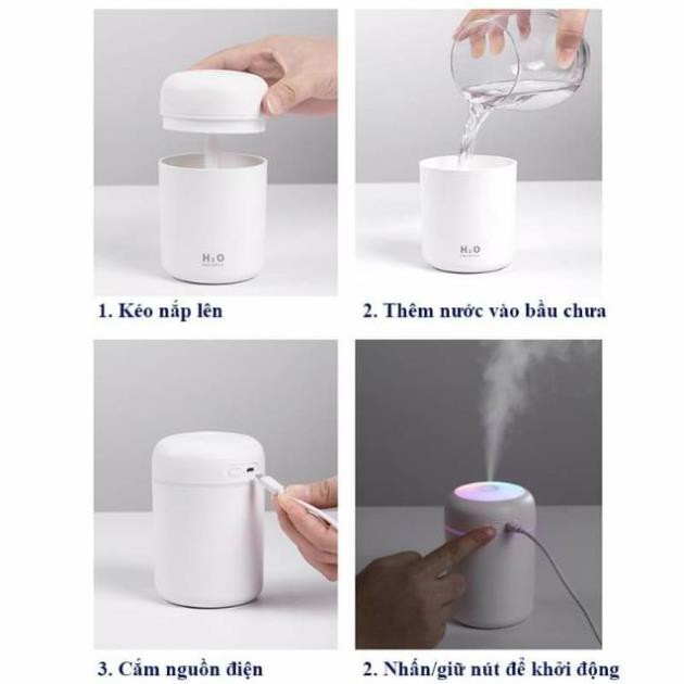 Máy phun sương tạo độ ẩm không khí USB mini bằng sóng siêu âm 300ML, khuếch tán hương thơm tinh dầu tại nhà, xe hơi