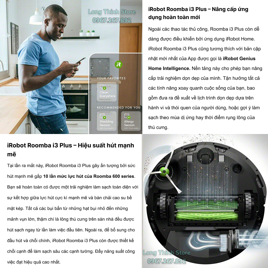 [BH 12 tháng chính hãng] Robot Hút Bụi Tự Động iRobot Roomba i3 plus