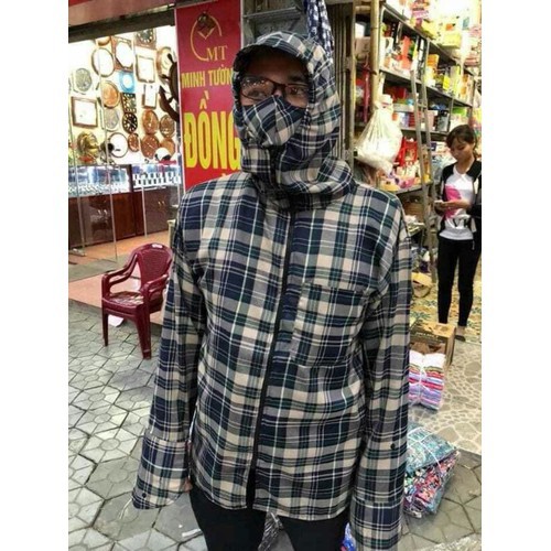 Áo chống nắng kẻ caro nam
