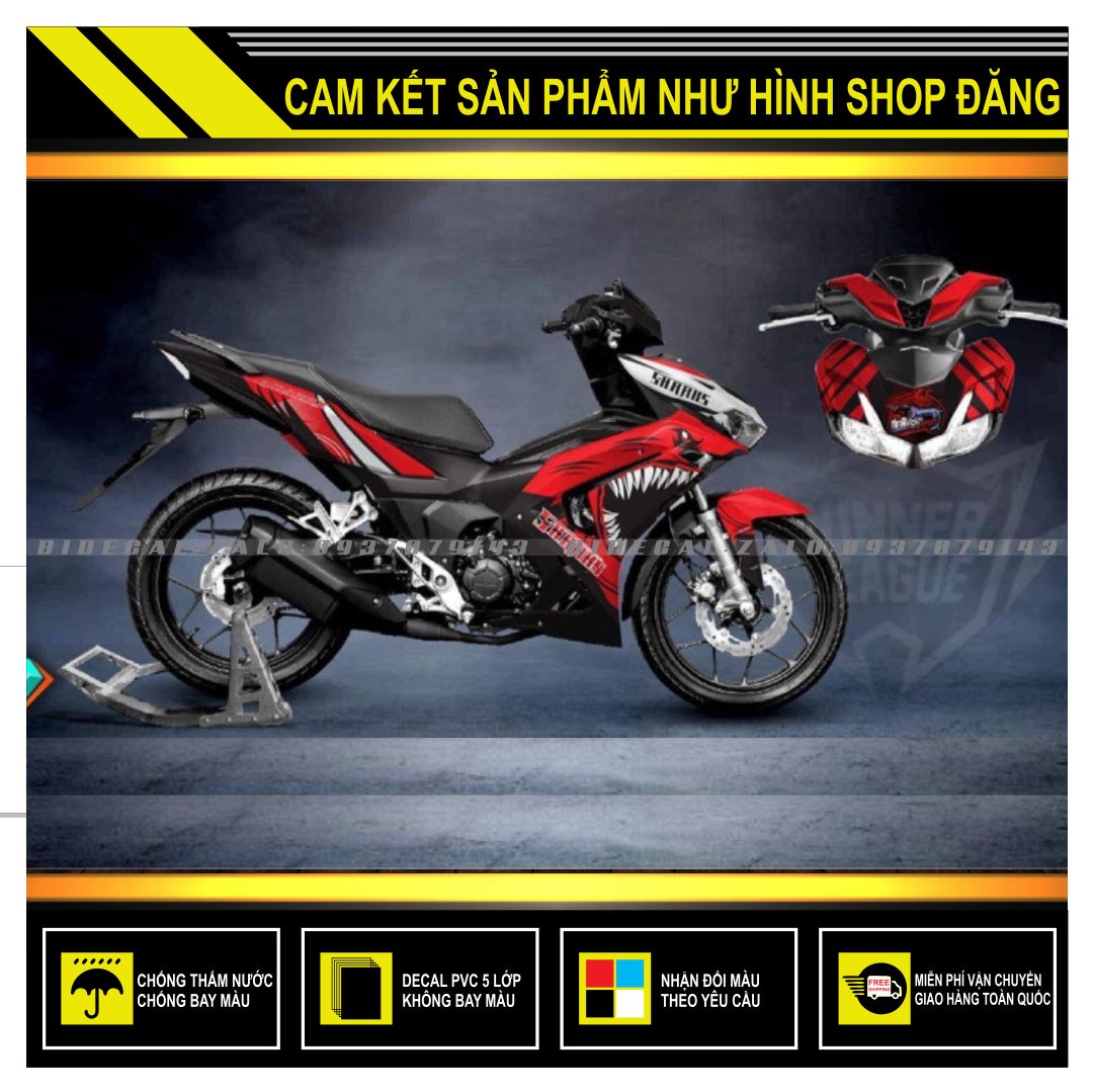 Tem trùm winner x v3 mẫu cá mập đỏ đen